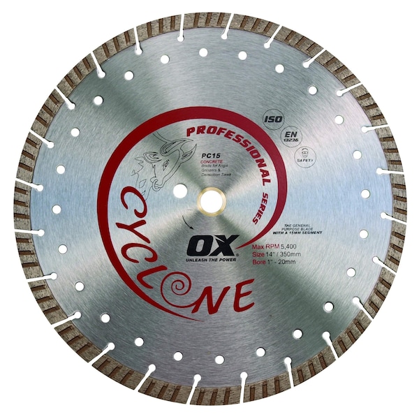 Ox Tools Pro Concrete Diamond Blade, Diameter: 14" / 356mm, Bore: 1" - 20mm OX-PC15-14 - main
